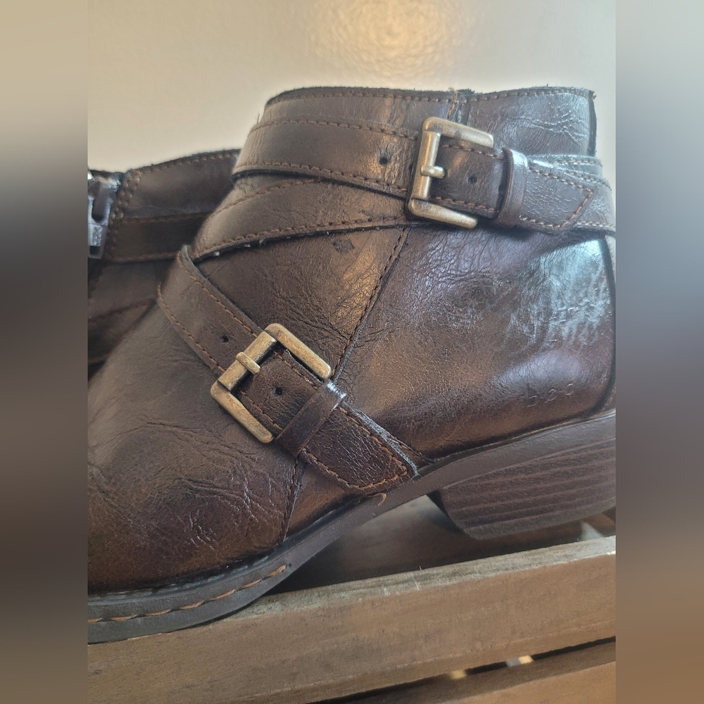 B.O.C Faux Leather Brown Ankle Boots Size 8M